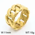 Anillo de cadena cubana para hombre en acero de titanio dorado, 11 mm y peso 10 g. - Talla 9 / Estilo Pulido Liso / Tono Dorado Pulido (KR109978-KJX)