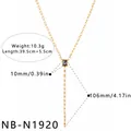 Macro view of gold Y-shaped necklace with purple and clear zircon stones for women. - Geometric Y-Shape Style (NB-N1920) / 18K Gold / Gold And Purple (NB-N1920)