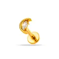 Piercing labret de acero dorado con luna creciente y circón con corte marquesa - Estilo Luna (2687-1# Oro)