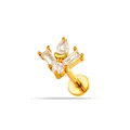 Piercing labret de acero inoxidable chapado en oro con un grupo de circonitas cúbicas - Estilo Racimo de Flores (2687-3# Oro)