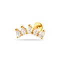 Piercing labret de acero dorado con cinco brillantes circonitas en forma de pera - Estilo Matriz de Arco (2687-6# Oro)