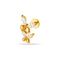 Piercing labret de mariposa en acero dorado con circonitas de corte marquesa brillantes - Estilo Doble Mariposa (2687-7# Oro)