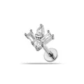 Piercing labret de acero plateado con circonitas de talla marquesa y baguette brillantes - Estilo Racimo de Flores (2687-3# Plata)