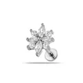 Elegante piercing labret de flor en acero inoxidable con circonitas cúbicas claras - Diseño Floral (2687-4# Plata)