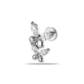 Piercing labret de mariposa en acero inoxidable con circonita cúbica blanca incrustada - Estilo Doble Mariposa (2687-7# Plata)