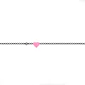 Minimalistische mode armband met een roze hartjeshanger en zwarte zirkoon geboortesteen decor - 2 Accessoires / 14K goud / Roze