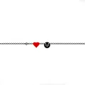 Minimalistische zwarte kettingarmband met rood hart en wit Ram sterrenbeeld bedeltje - 3 Accessoires / 14K goud / Rood