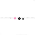 Modieuze zwarte kettingarmband met roze hartbedeltje, Ram-symbool en de letter R - 4 Accessoires / 14K goud / Roze