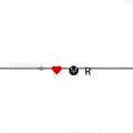 Zwarte kettingarmband met rood hart, Ram-sterrenbeeld en letter R-hanger - 4 Accessoires / 14K goud / Rood