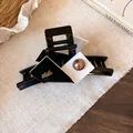 Elegant black and white geometric hair claw clip with handmade script detail - Twisted Geometric Style (HH10091) / Black Hair Claw