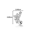 Bijou de piercing labret en titane avec fleur en zircone blanche dimensions 0,89x0,49 cm - Design Bouquet de Fleurs (T25122-3) / Tige filetée à filetage interne / Argent