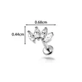 Clou de labret en titane G23 avec éventail marquise, dimensions 0,68 cm par 0,44 cm - Design Couronne (T25122-4) / Tige filetée à filetage interne / Argent