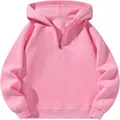Detailed view of a pink oversized half-zip hoodie featuring a cozy adjustable hood - S / Tops / Pink