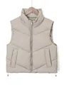 Detalle de chaleco acolchado beige para mujer con cuello alto y dobladillo ajustable - S / Tops / Blanco Roto
