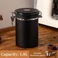 1.8L matte black stainless steel coffee bean storage canister with scoop - 1.8L (With Spoon) / Black