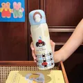 Isolierte cremefarbene Edelstahl-Wasserflasche mit süßem Welpen-Cartoon-Design für Schüler - 500ml / Blauer Kirschwelpenstil (182)