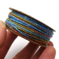 Nahaufnahme von 1,2mm handgedrehtem Baumwollgarn mit buntem Farbverlauf und Goldglitzer - Größe 4 Ca. 1,2MM 18M / Blau Orange Grün Lila Farbverlauf (4 Landschaft)