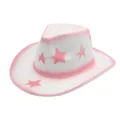 Chapeau de cowboy en feutre blanc de style occidental avec motifs d'étoiles roses peintes - M (56-58cm) / Blanc