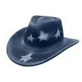Chapeau de cowboy classique en laine bleu marine avec des motifs d'étoiles blanches - M (56-58cm) / Bleu foncé