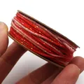Detailansicht der 1,2 mm handgedrehten roten Baumwollschnur mit Goldfaden-Akzenten - Größe 4 Ca. 1,2MM 18M / Rot Pink Farbverlauf (C61)