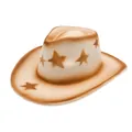 Chapeau de cowboy occidental en feutre de laine avec des motifs d'étoiles marron - M (56-58cm) / Khaki Clair