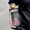 Close-up of sports water bottle with strap and LOOKOY silicone sleeve - 750ml / Black