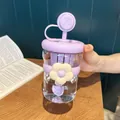Bellissima borraccia viola con decorazione floreale e separatore di tè per ufficio - 500ml / Viola