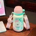Bonita botella de agua aislada rosa y verde menta para niños con correa - 500ml / Rosa (Perro)