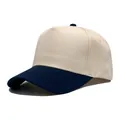 Two-tone five-panel pure cotton baseball cap in beige and navy blue for men and women - Adjustable (56-58cm) / Navy Blue