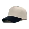 Professional two-tone beige and black 5-panel cotton baseball cap for custom logo - Adjustable (56-58cm) / Black