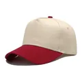 Two-tone khaki and red five-panel pure cotton baseball cap for custom embroidery - Adjustable (56-58cm) / Red
