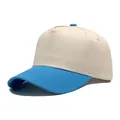 Two-tone cotton baseball cap in beige and blue with a curved brim design - Adjustable (56-58cm) / Sky Blue