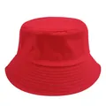 Chapeau bob en coton rouge pour protection solaire avec large bord et surpiqûres - Taille Unique(56-58cm) / Rouge (10)