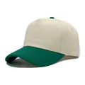 Premium adjustable two-tone 5-panel cotton baseball cap with cream crown and green visor - Adjustable (56-58cm) / Green