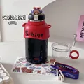 Gourde isotherme enfant ours 500ml en acier inoxydable avec sangle, couleur rouge cola - 500ml / Noir