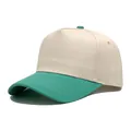 Two-tone beige and teal cotton five-panel baseball cap in a trucker style - Adjustable (56-58cm) / Light Green