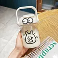 Detaillierte Ansicht einer niedlichen Cartoon-Wasserflasche mit Hasen-Print und Augen-Deckel - 500ml / Hasen-Stil (Mit Augenaufklebern)