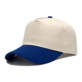 Professional SKU photo of a two-tone cotton five-panel baseball cap in beige and blue - Adjustable (56-58cm) / Blue