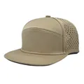 Quick-dry khaki baseball cap with breathable laser-cut holes and flat brim - M / Khaki