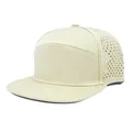 Cream-colored quick-dry flat brim baseball cap with laser perforated breathable panels - M / Milky White