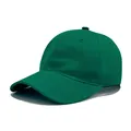 Solid dark green cotton baseball cap featuring an adjustable soft top for unisex casual wear - One Size / Dark Green