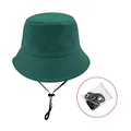 Chapeau bob en coton vert foncé avec jugulaire coupe-vent amovible pour la randonnée. - Adulte (56-58CM) / Sans Corde Coupe-vent / Vert (19)