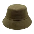 Solid olive green pure cotton bucket hat with wide brim for outdoor sun protection - 60-62cm / Coffee