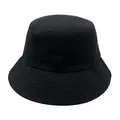 Solid black pure cotton bucket hat for women with a wide brim for summer sun protection - 60-62cm / Black