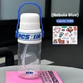 750ml Nebula Blue portable plastic water bottle with straw and cartoon stickers - 750ml / Blue