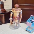 Detailed view of creative ice cream cone straw bottle with adjustable shoulder strap - 880ml / Brown