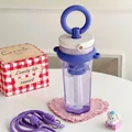 Purple portable water bottle with straw and filter for office or school students - With Shoulder Strap / Blue and Purple