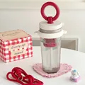 Modern minimalist red and white portable water bottle with built-in straw and tea filter - With Shoulder Strap / Red White
