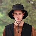 Waterproof quick-dry outdoor bucket sun hat for men in black with adjustable strap - One Size(58cm) / Black (1)