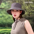 Dark gray waterproof sun bucket hat with adjustable chin strap for outdoor hiking and travel - One Size(58cm) / Dark Grey (2)